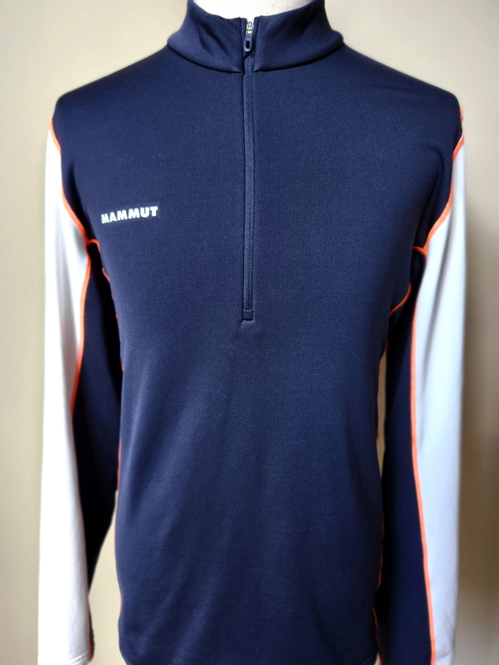 Mammut Aenergy ML Half Zip Fleece Pullover Navy White Orange Alpine Midlayer Men